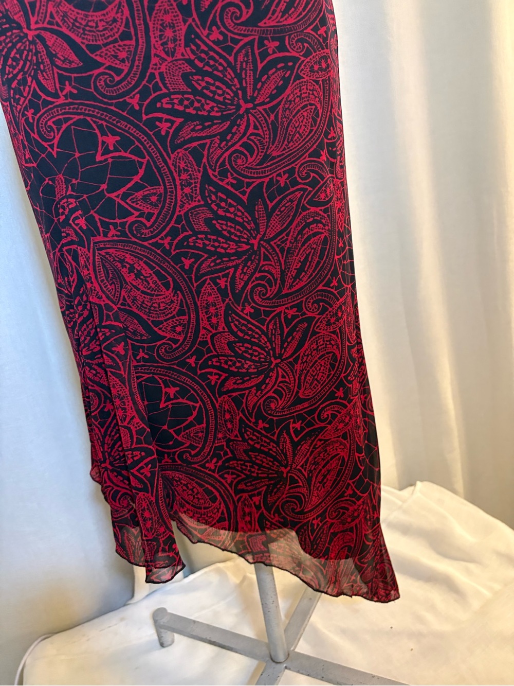 Ruby Rox Y2K Mesh Overlay Asymmetrical Hem Dress Paisley Print | Size M - Picture 6 of 15